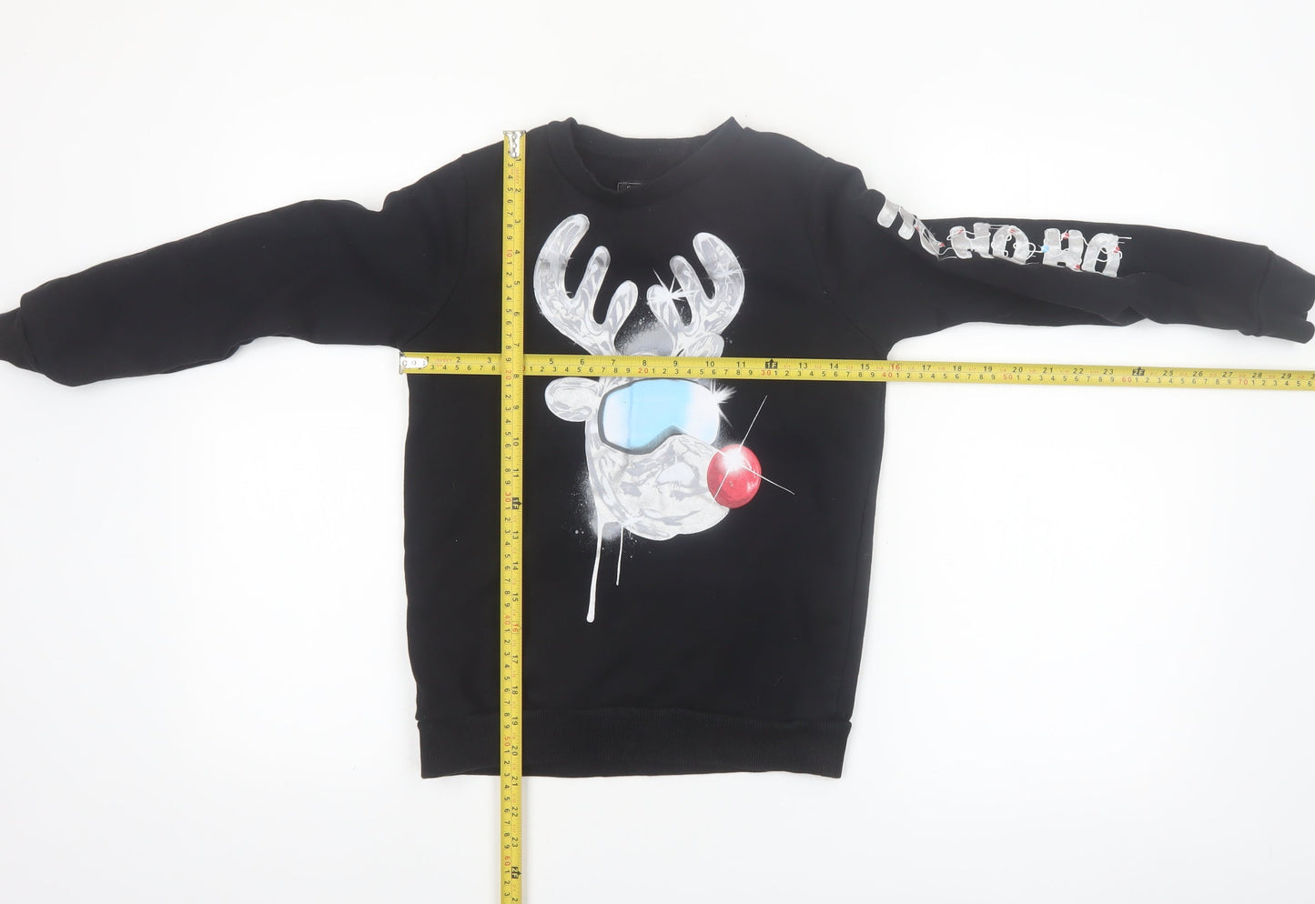 Next Boys Black Reindeer Graphic Pullover Sweatshirt 9 Years