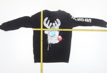 Next Boys Black Reindeer Graphic Pullover Sweatshirt 9 Years