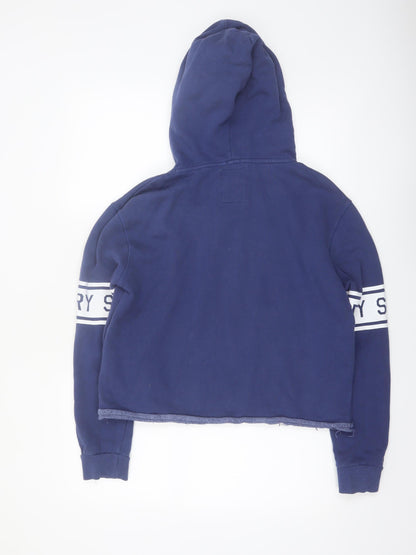 Superdry Women Blue Medium Pullover Hoodie with Logo Print