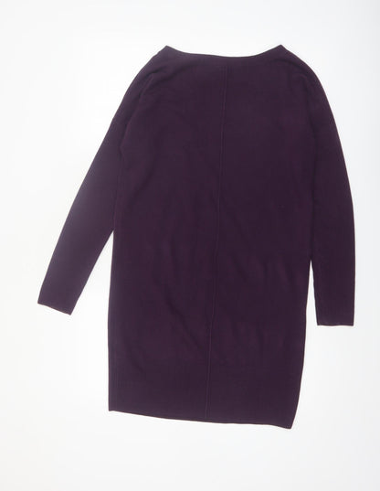 Dorothy Perkins Women Purple Size 12 Long Sleeve Knit Jumper Dress