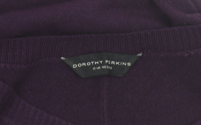 Dorothy Perkins Women Purple Size 12 Long Sleeve Knit Jumper Dress