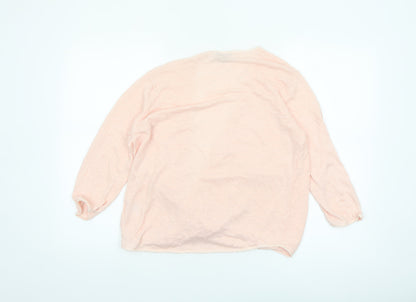Emreco Women's Pink Wrap V-Neck Linen Blend Jumper Size 16