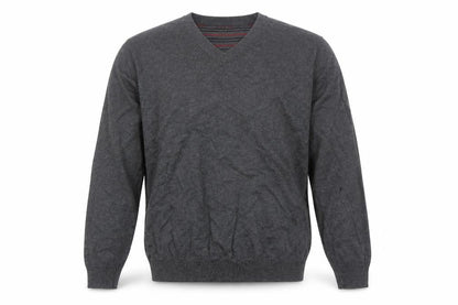 Jeff Banks Mens Grey Cotton Cashmere V-Neck Jumper Size L
