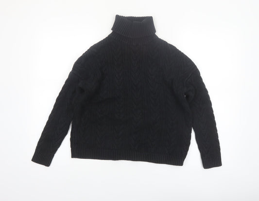 Superdry Women's Black Roll Neck Cable Knit Jumper Size 10