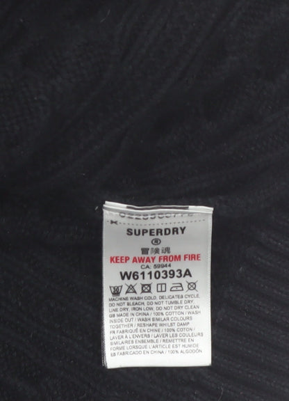 Superdry Women's Black Roll Neck Cable Knit Jumper Size 10
