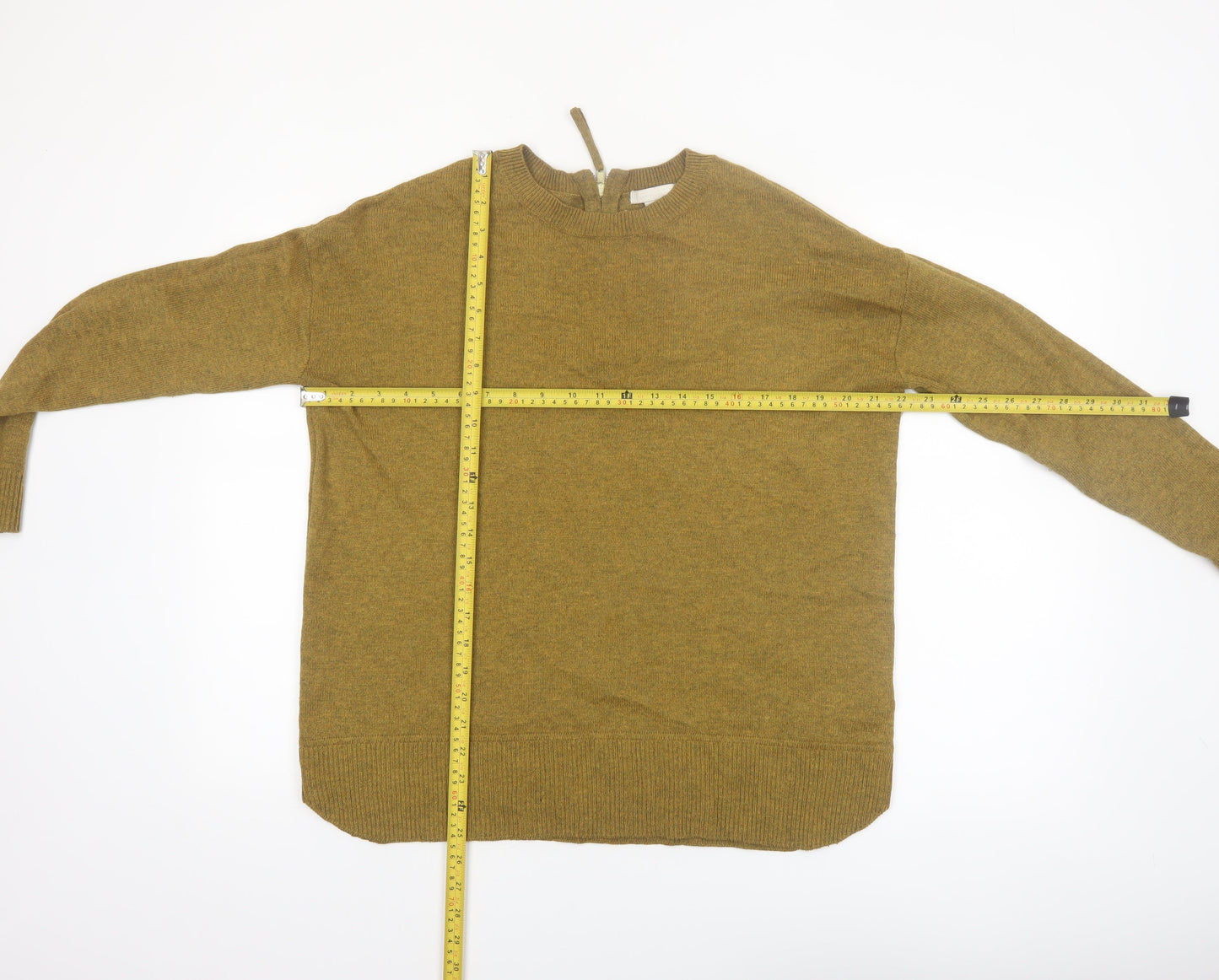 H&M Women Brown Wool Blend Crew Neck Pullover Jumper Size 8