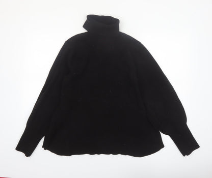 River Island Womens Black Roll Neck Ribbed Knit Jumper Size 18