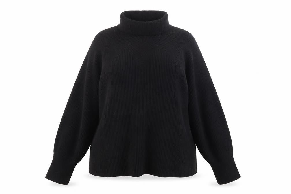 River Island Womens Black Roll Neck Ribbed Knit Jumper Size 18