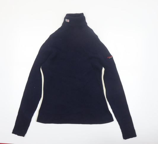 Ralph Lauren Polo Sport Womens Blue Roll Neck Ribbed Jumper Size L