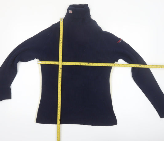 Ralph Lauren Polo Sport Womens Blue Roll Neck Ribbed Jumper Size L