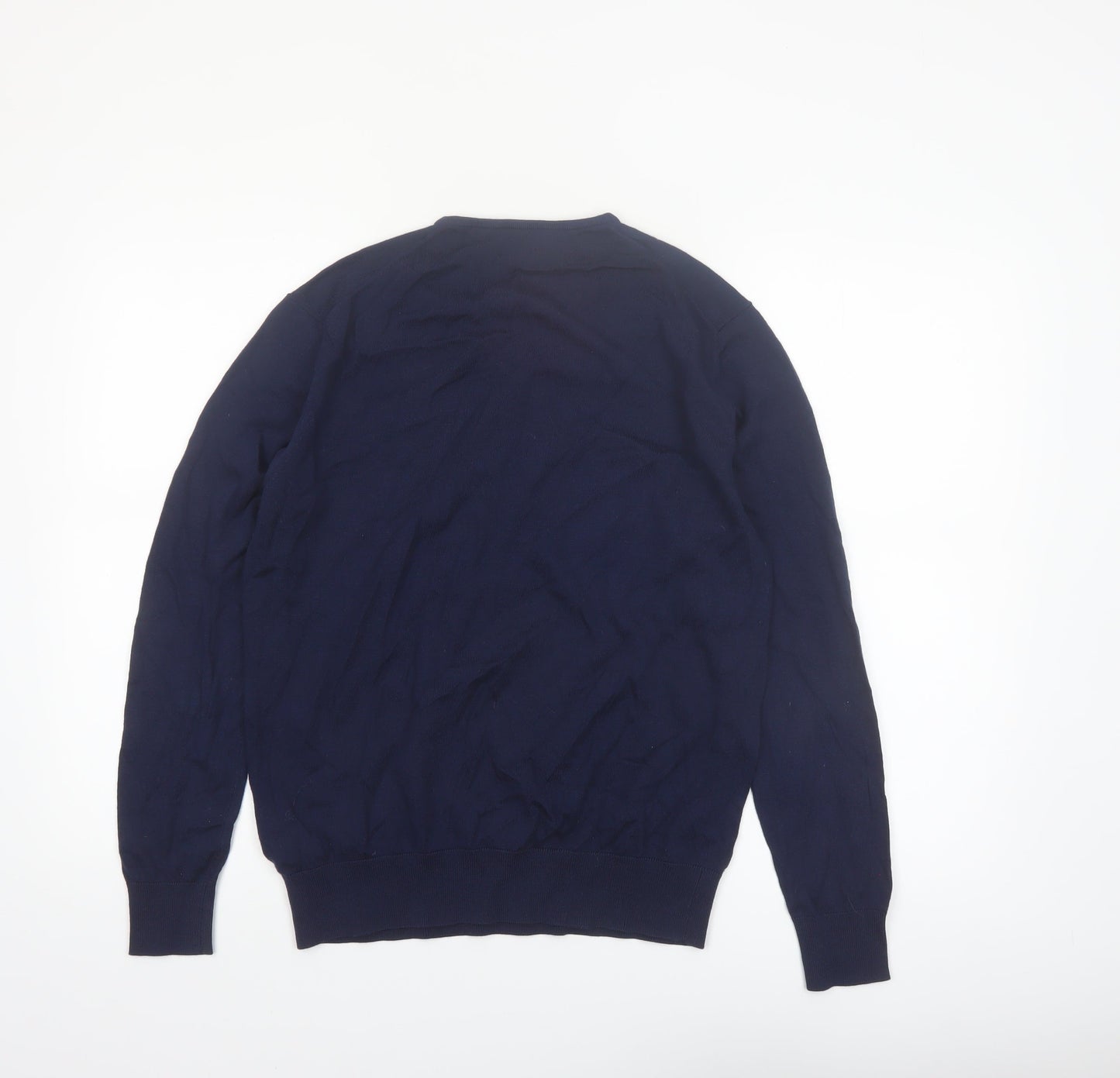 T.M. Lewin Men's Blue Cotton V-Neck Pullover Jumper Size S