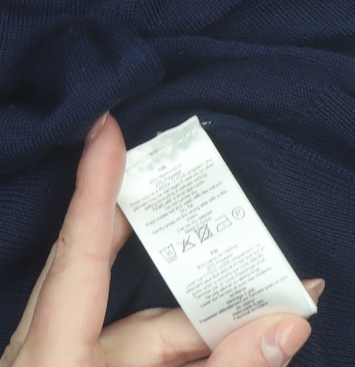 T.M. Lewin Men's Blue Cotton V-Neck Pullover Jumper Size S