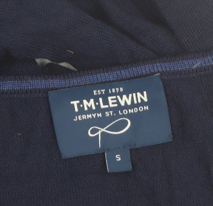 T.M. Lewin Men's Blue Cotton V-Neck Pullover Jumper Size S