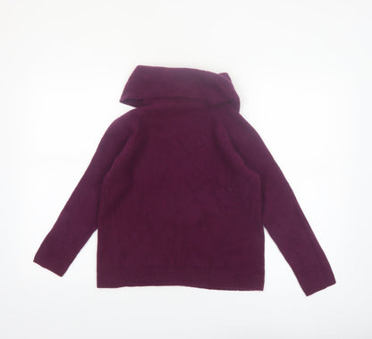 Bella di Notte Womens Purple Roll Neck Lambswool Jumper Size 12
