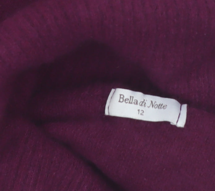 Bella di Notte Womens Purple Roll Neck Lambswool Jumper Size 12