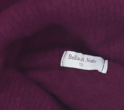Bella di Notte Womens Purple Roll Neck Lambswool Jumper Size 12
