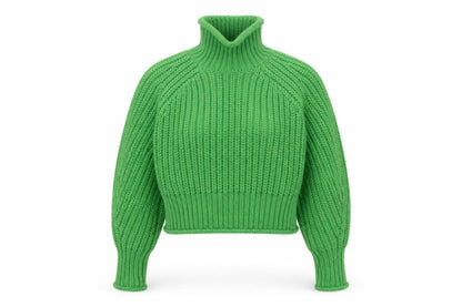 H&M Womens Green Roll Neck Chunky-Knit Jumper Size S