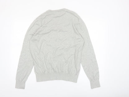Henri Lloyd Men's Grey Cotton V-Neck Jumper Size S