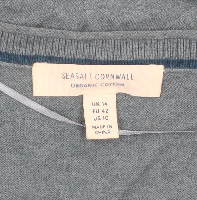 Seasalt Cornwall Women Blue Organic Cotton Cardigan UK 14