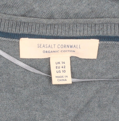 Seasalt Cornwall Women Blue Organic Cotton Cardigan UK 14