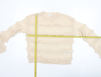 Marks and Spencer Per Una Women’s Beige Ruffle Knit Jumper XS