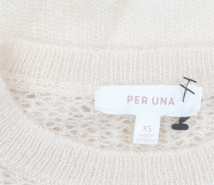 Marks and Spencer Per Una Women’s Beige Ruffle Knit Jumper XS