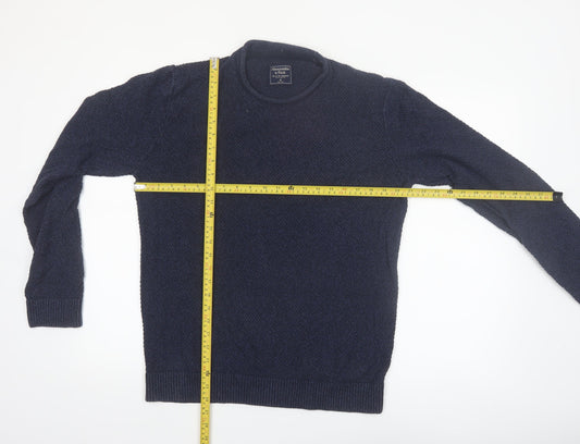 Abercrombie & Fitch Mens Blue Medium Waffle Knit Crew Neck Jumper