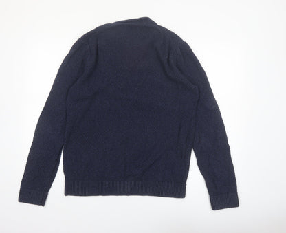 Abercrombie & Fitch Mens Blue Medium Waffle Knit Crew Neck Jumper