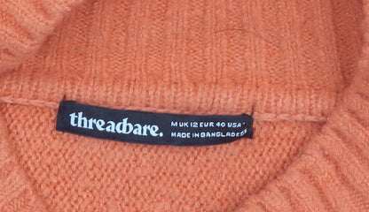 Threadbare Women’s Orange Mock Neck Long Sleeve Jumper Size 12