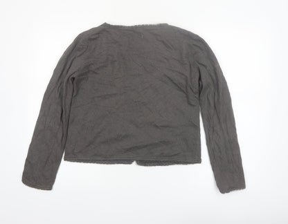 Jigsaw Women Brown Cardigan M Long Sleeve Knit Cotton Blend