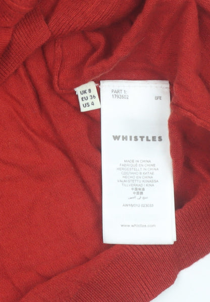 Whistles Women's Red Wool Blend Crew Neck Jumper Size 8