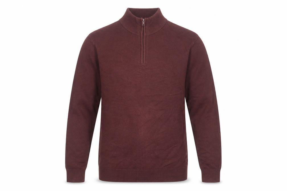 Marks & Spencer Men's Brown Medium 1/2 Zip High Neck Jumper