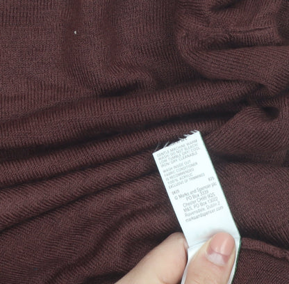 Marks and Spencer Men's Brown Medium 1/2 Zip High Neck Jumper