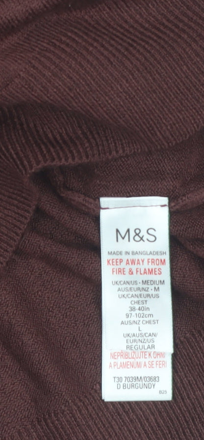 Marks and Spencer Men's Brown Medium 1/2 Zip High Neck Jumper