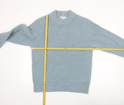 Marks and Spencer Men's Blue Waffle-Knit Crew Neck Jumper M