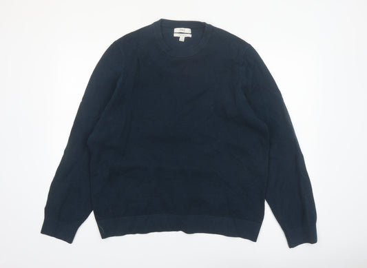 Marks and Spencer Men's Blue 2XL Cotton Crew Neck Jumper