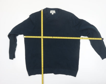 Marks and Spencer Men's Blue 2XL Cotton Crew Neck Jumper