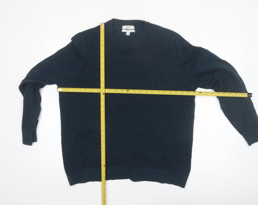 Marks and Spencer Men's Blue 2XL Cotton Crew Neck Jumper
