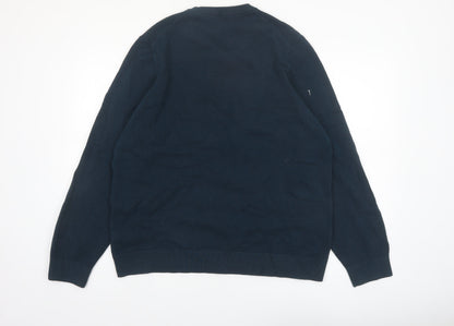 Marks and Spencer Men's Blue 2XL Cotton Crew Neck Jumper