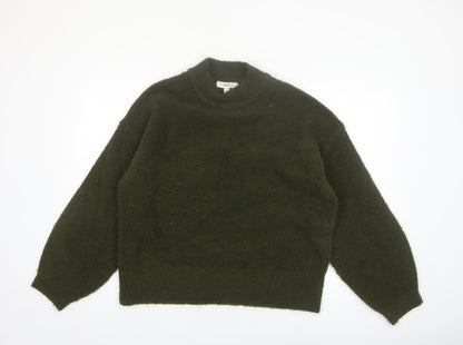 Marks and Spencer Women Green Mock Neck Wool Blend Jumper M