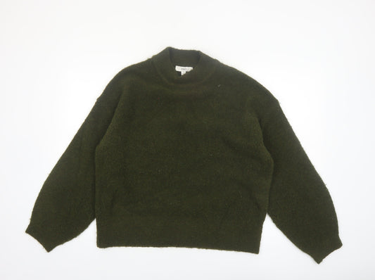 Marks and Spencer Women Green Mock Neck Wool Blend Jumper M