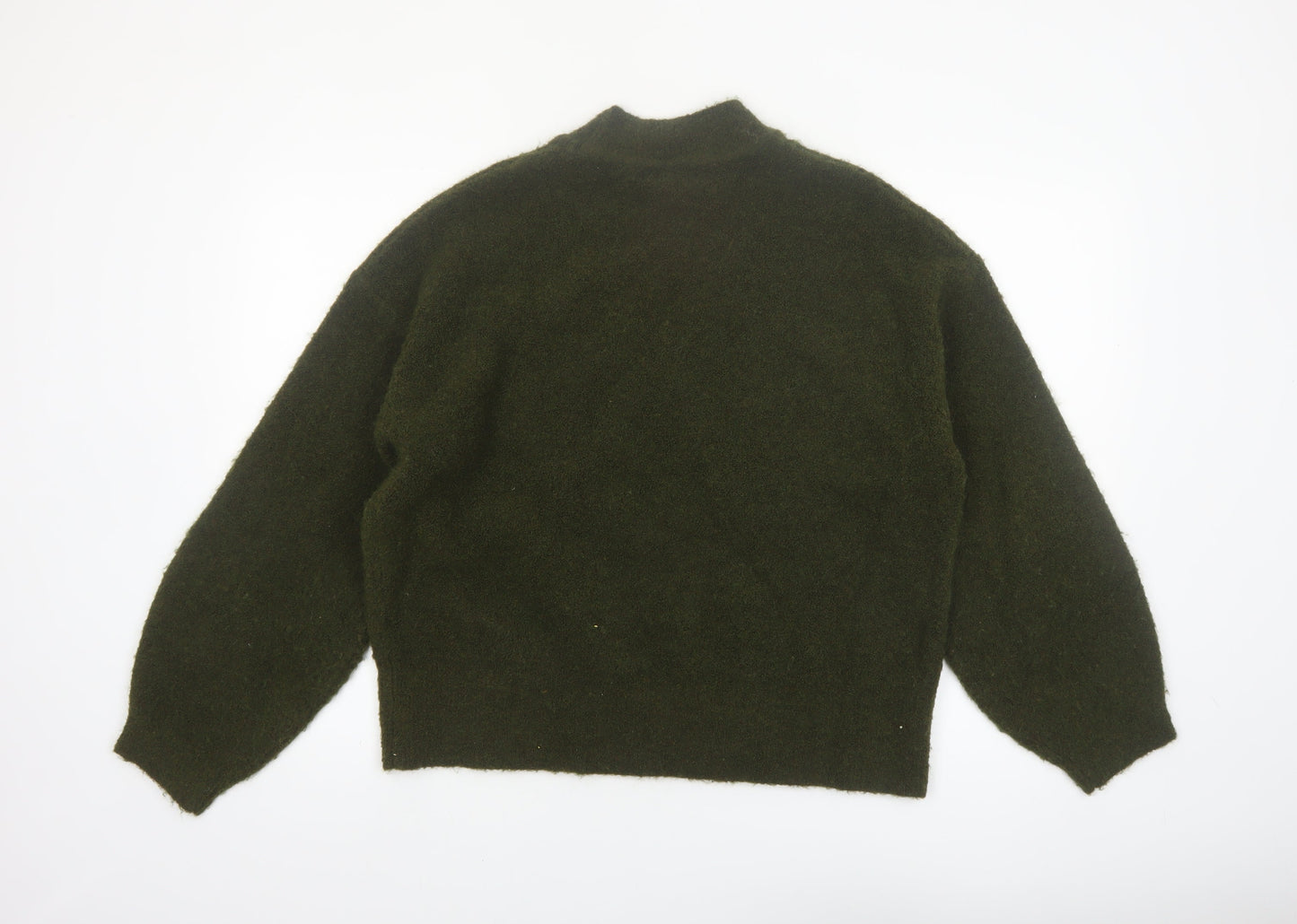 Marks and Spencer Women Green Mock Neck Wool Blend Jumper M
