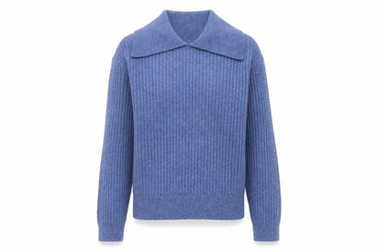 Marks & Spencer Women Blue Collared Ribbed Pullover Jumper Size S