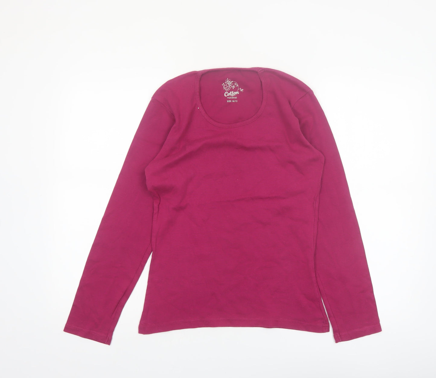 Cotton Traders Women’s Dark Rose Long Sleeve Cotton T-Shirt Size 10/12