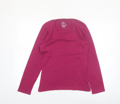 Cotton Traders Women’s Dark Rose Long Sleeve Cotton T-Shirt Size 10/12