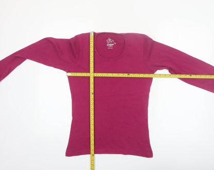 Cotton Traders Women’s Dark Rose Long Sleeve Cotton T-Shirt Size 10/12