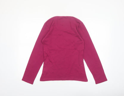 Cotton Traders Women’s Dark Rose Long Sleeve Cotton T-Shirt Size 10/12