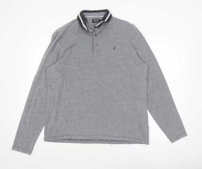 Burton Menswear London Grey Long Sleeve Polo Shirt Size L