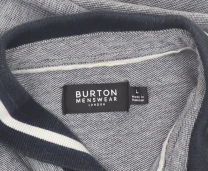 Burton Menswear London Grey Long Sleeve Polo Shirt Size L