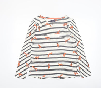 Joules Womens Multicoloured Size 14 Long Sleeve Striped Tiger Print Cotton T-Shirt